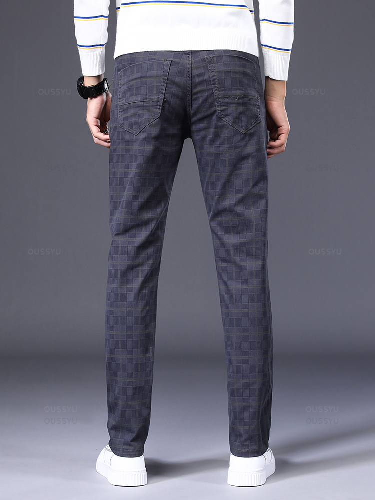 Haute qualité marque vêtements classiques Plaid pantalons décontractés hommes 98% coton rétro affaires Banquet vérifier pantalon mâle grande taille 40 42