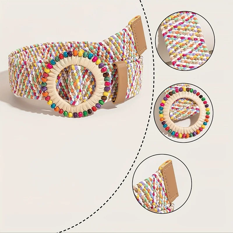 Ceinture large pour femmes, Corset, ceinture en sangle pour robes, ceinture tissée en herbe, 5CM, ceinture pour pantalons pour femmes, BF010