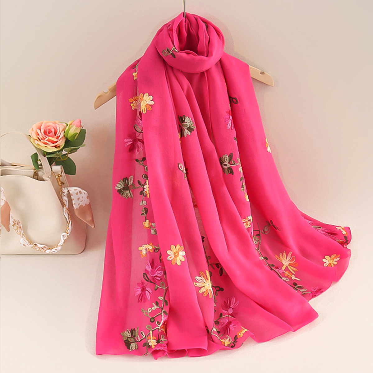 Écharpe longue en coton et lin pour femmes, châle de protection solaire de voyage brodé à double usage, Style National littéraire, printemps et été