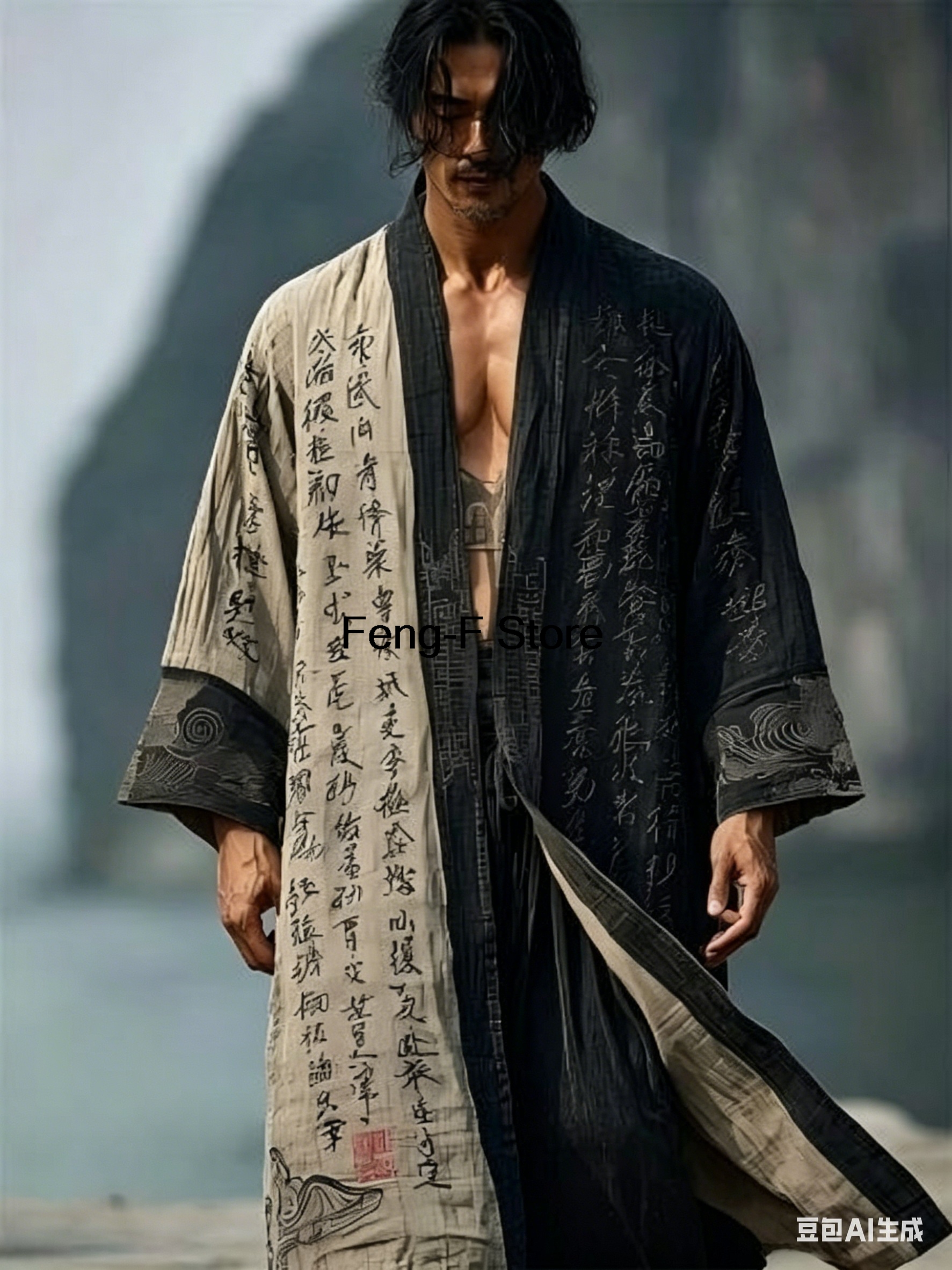 Cardigan long d'été pour homme, style chinois, imprimé grue, Hanfu, kimono japonais tendance, chemise décontractée à motif floral