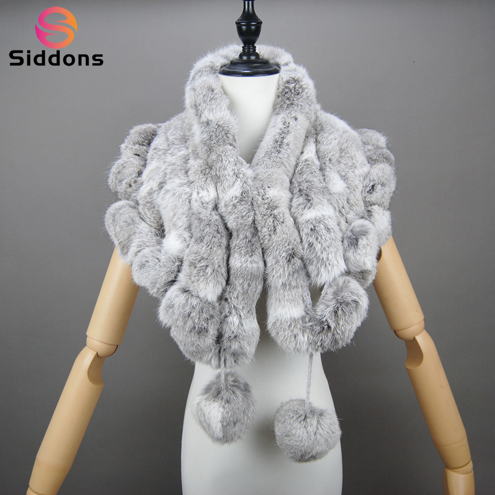 Femmes mode extérieur tricot 100% réel lapin fourrure foulards nouvelle dame hiver réel lapin fourrure écharpe naturel chaud doux lapin fourrure châle