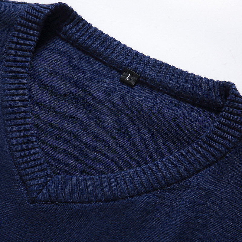 Pull Homme 2026 Automne Décontracté Col V Uni en Coton Tricoté Marque Vêtements Coupe Slim Pulls Masculins