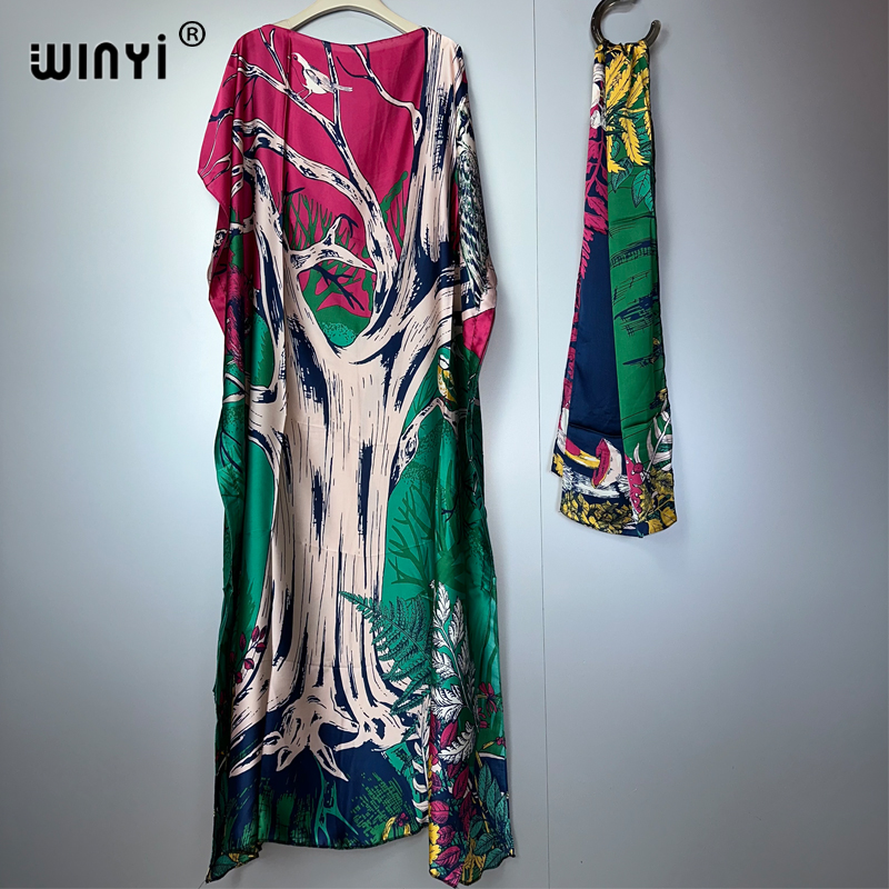 WINYI robes africaines pour femme robe imprimée boho avec ceinture abaya dubaï tenue traditionnelle de luxe ensembles musulmans femme robe de soirée
