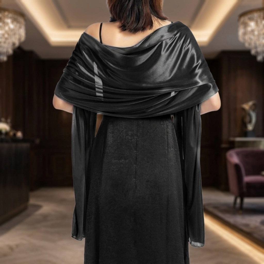 Élégant châle en satin de soie pour femme, doux, accessoire de robe de soirée ou de mariage, 65x180cm, léger, portable, luxueux, brillant, cadeau