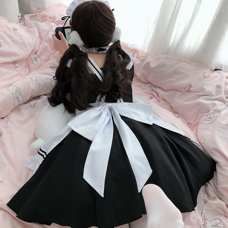 Robe longue de femme de chambre pour hommes et femmes, tenue d'anime, tablier noir et blanc, robes Lolita, costume Cosplay, 73