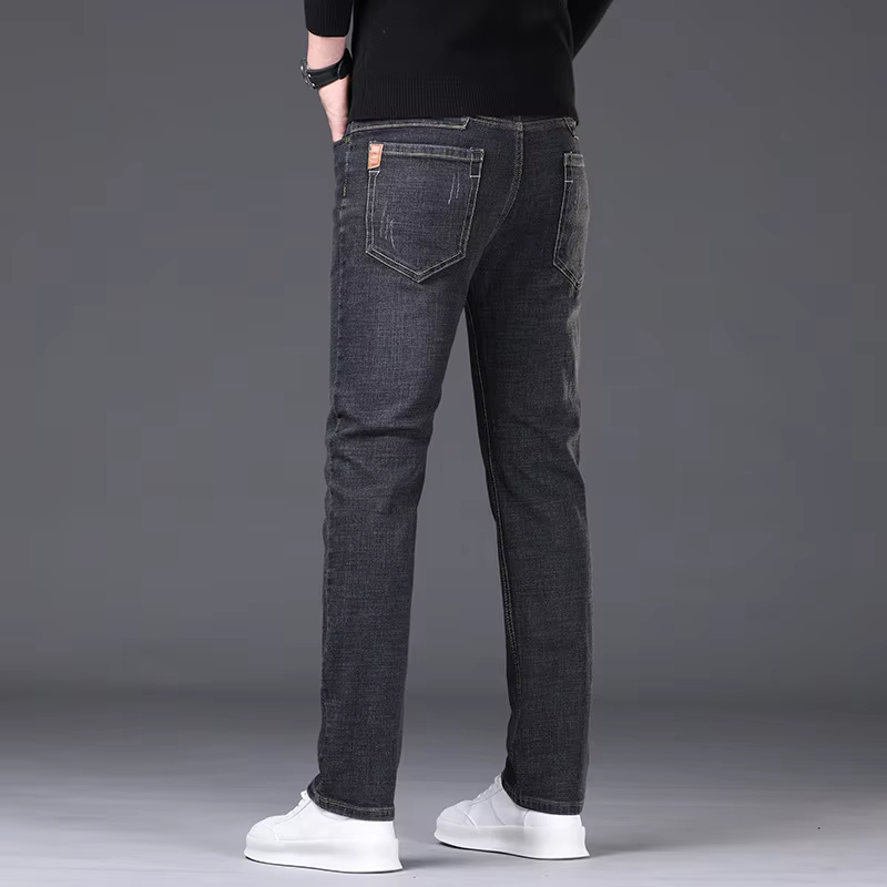 Jeans droits pour hommes, nouvelle collection 2025, pantalon slim extensible confortable et doux, en denim, pour affaires, vêtements de marque pour hommes