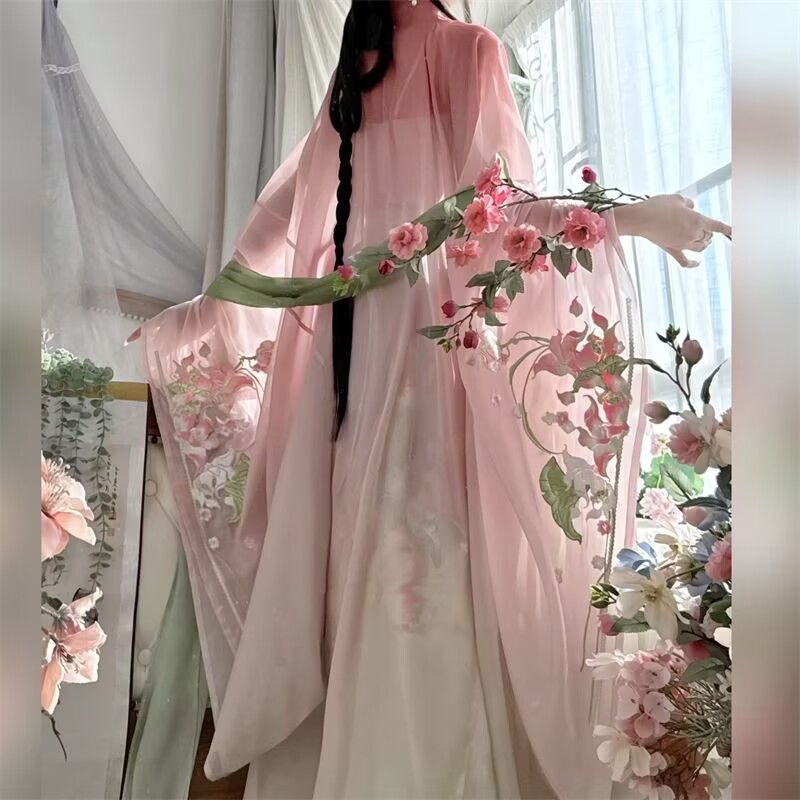Robe Hanfu chinoise pour femmes, Costume de Cosplay de carnaval sur scène, costumes Hanfu Tang brodés roses, tenue de fête, robe Hanfu