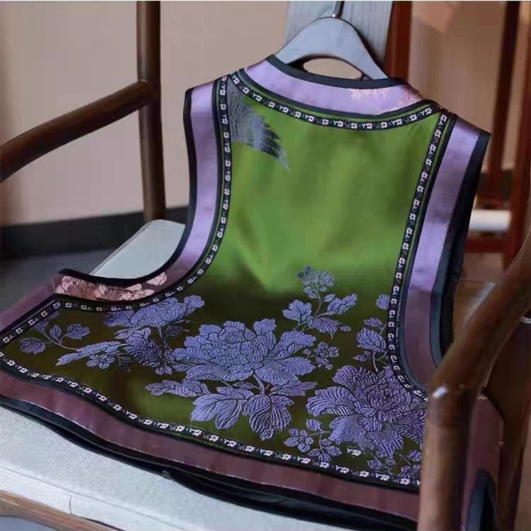 2025 printemps été femmes Vintage imprimé motif Floral vert Imitation soie gilet manteau, femme décontracté chinois Tang gilets manteaux