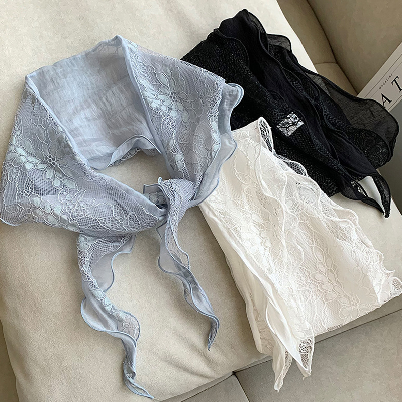 Écharpe triangulaire en dentelle patchwork pour femme, foulard polyvalent et tendance pour le cou, bandeau polyvalent, écharpe de taille