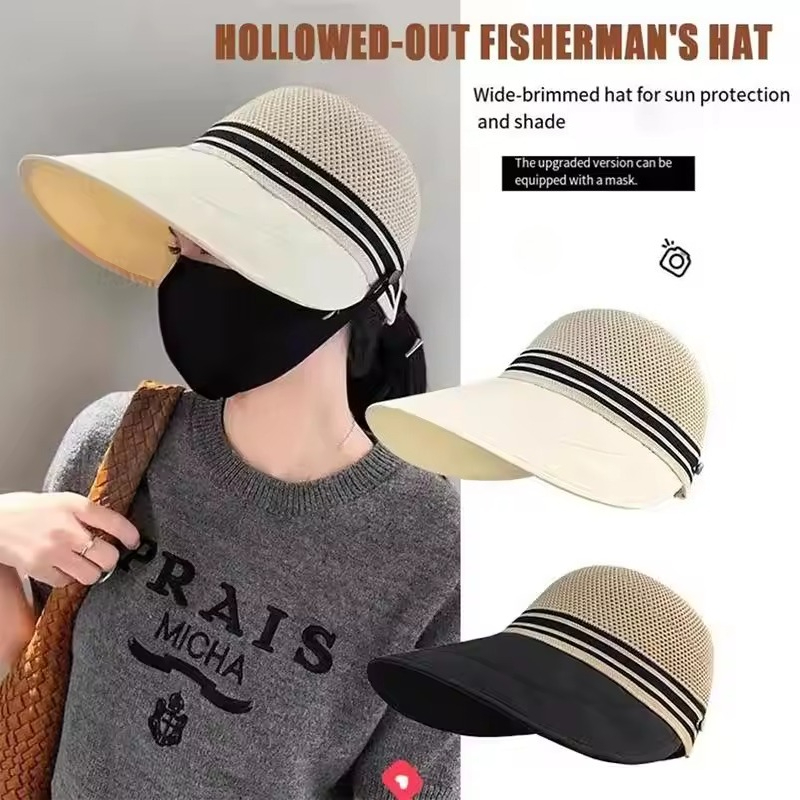 Chapeau de soleil pour femme à large bord et dessus respirant, visière d'extérieur, casquette de plage anti-UV