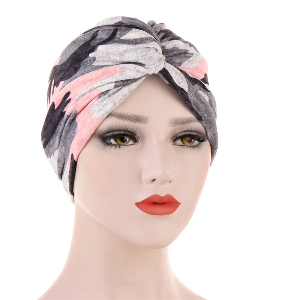 Turban intérieur imprimé avec nœud torsadé indien pour femmes musulmanes, Turban, couvre-chef, couvre-chef, perte de cheveux