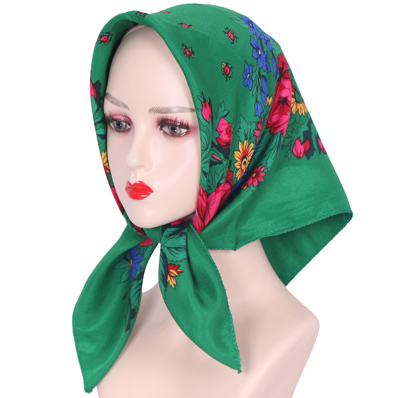 70*70 cm Hijabs pour femme luxe carré rétro imprimé fleuri Foulard tête enveloppement Babushka Foulard Bufandas Invierno Mujer Foulard