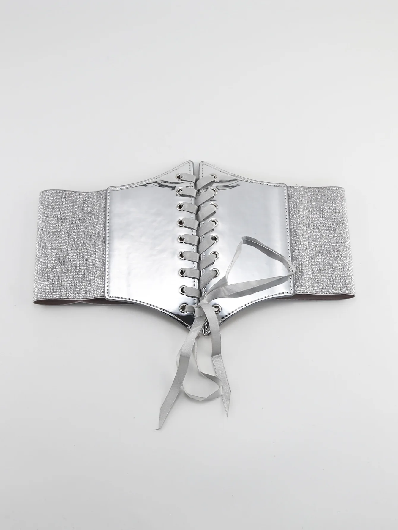 Mode or argent à lacets ceinture élastique femme ceinture robe jupe manteau décoratif