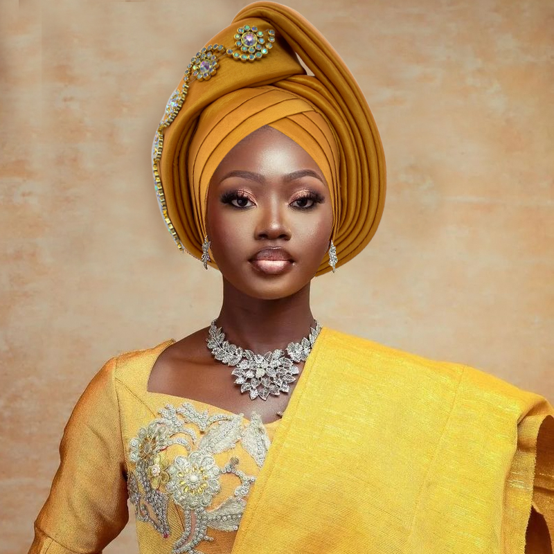 Turban en tissu diamanté pour femmes, foulards africains, Gele nigérian, couvre-chef pour mariage et fête, Turbante Mujer