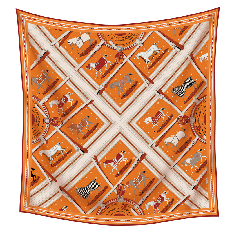 Écharpe en soie cachemire imprimée tendance 90CM, châles pashmina de luxe de créateur pour femmes, foulards carrés à bords roulés, étole couverture