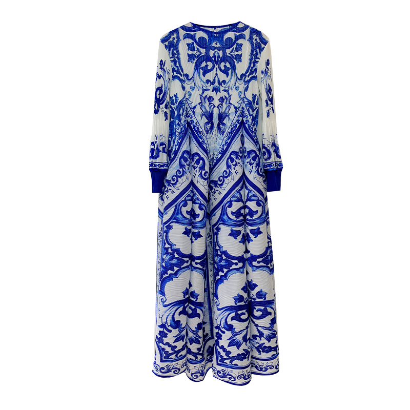 Élégante Abaya Musulmane d'Automne à Col Rond et Manches Lanterne – Robe Confortable 2026 pour Femme