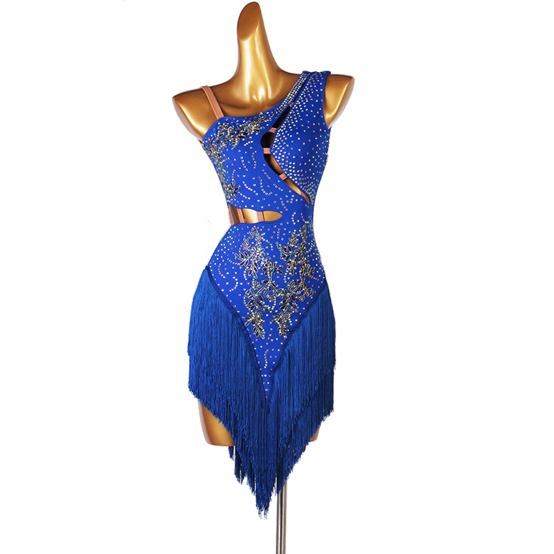 Robe de danse latine pour femmes, robe de concours de salle de bal à franges, vêtements de danse Rumba Salsa