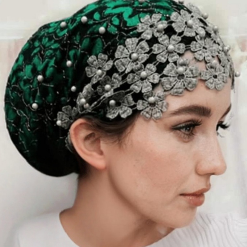 Femmes fleur Turban chapeau broderie perles musulman islamique tête enveloppement moyen-orient Turban doux extensible couvre-chef