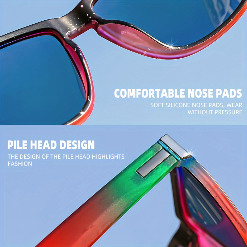 Nouveau style 2 pièces lunettes de soleil à monture carrée classique, couleur dégradée, jante complète, monture en polycarbonate, lentille TAC, polariseur, style sportif