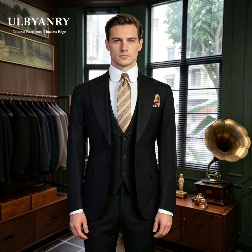 Ensemble de costume classique trois pièces pour homme, smoking formel pour dîner, soirée, bal, veste, gilet et pantalon de mariage sur mesure