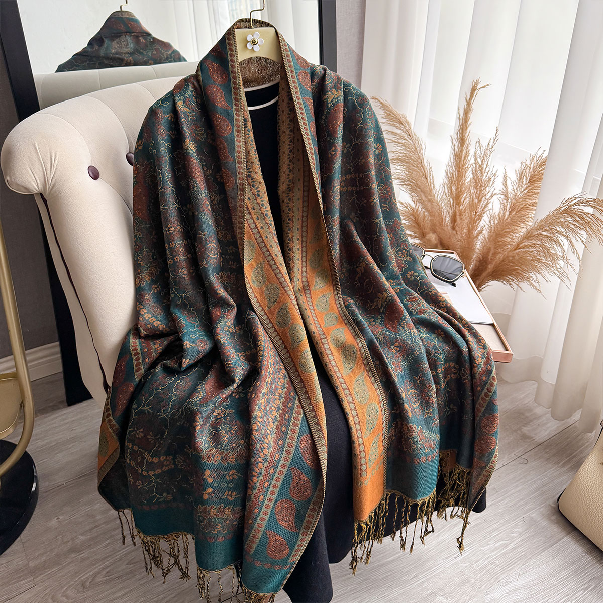 Écharpe de styliste pour femmes, marque de luxe, Style bohème, châle Jacquard, motif Paisley, Hijab musulman, Pashmina, protection solaire, 2025