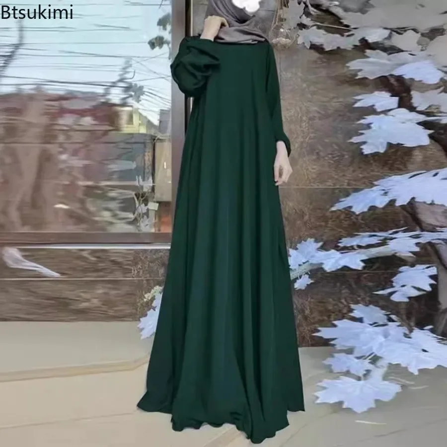 Robe musulmane ample et Simple pour femmes du moyen-orient, vêtements à la mode, col rond, manches longues, Kaftan, nouvelle collection 2026