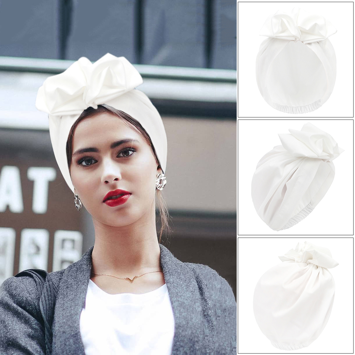 Turban vintage français tendance pour femme, bandana, bandeau, couvre-chef, bonnet, foulard musulman, bonnet, beanie