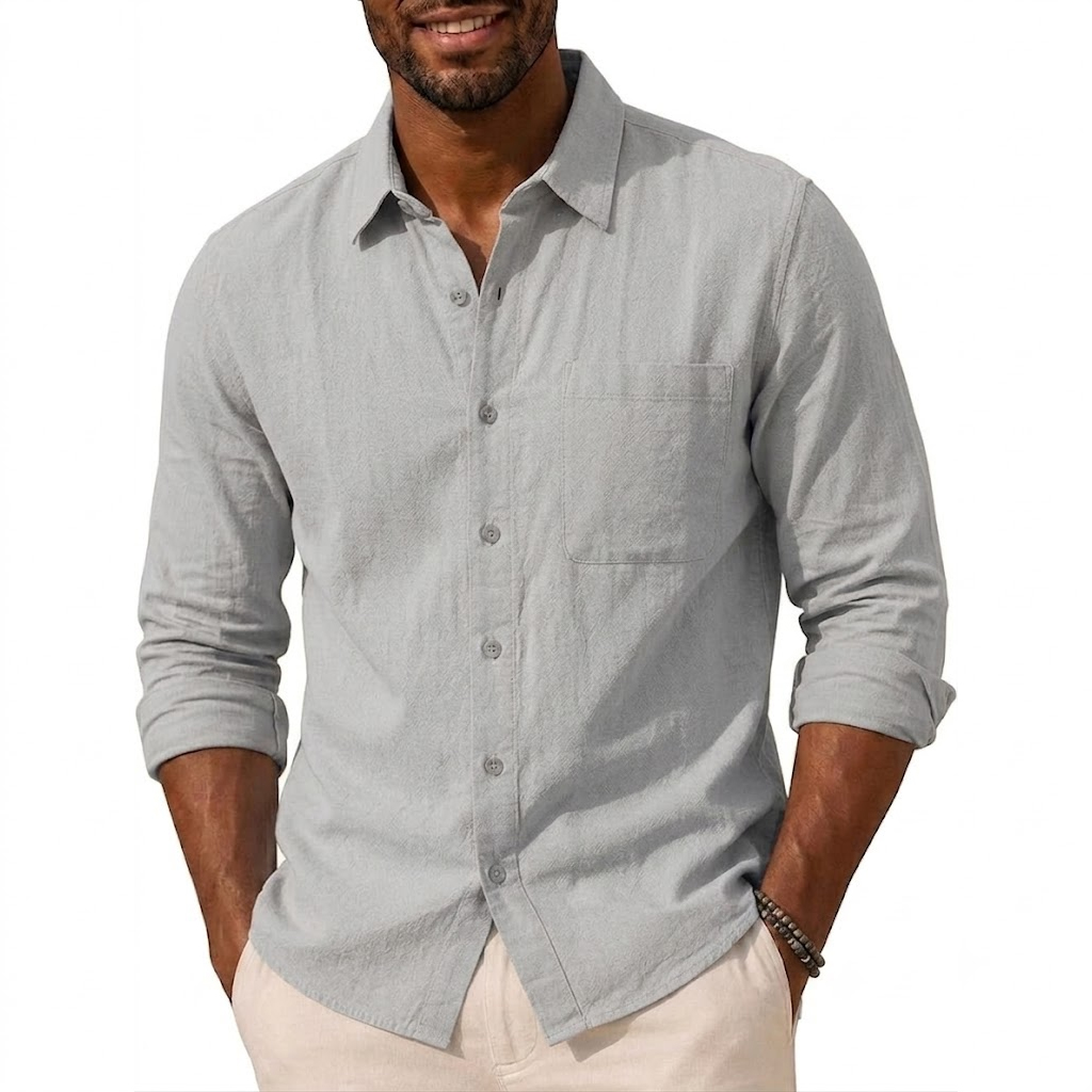 Chemises en coton et lin de luxe pour hommes, chemises décontractées, chemises légères à manches longues, chemises Henley, chemises de plage hawaïennes pour hommes, tee-shirts d'automne