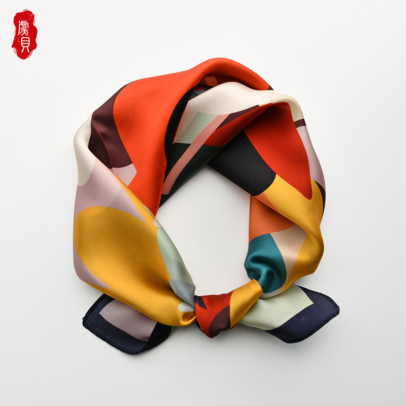 Petit foulard rétro en soie naturelle pour femmes, imprimé fleur 100% soie véritable de haute qualité 50cm petit foulard carré cadeau de luxe pour dame
