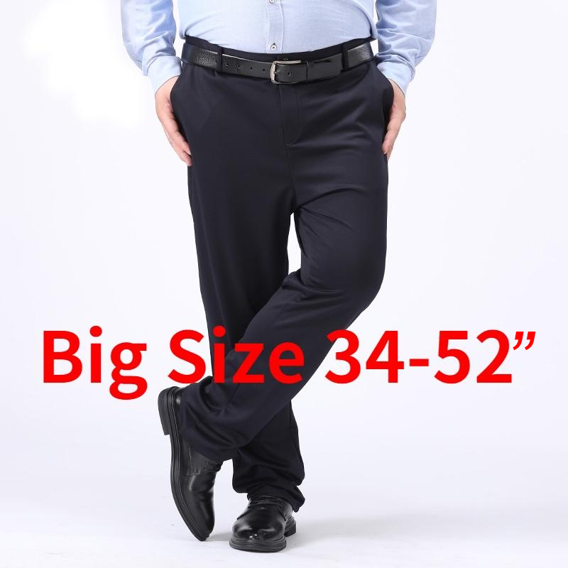 Pantalon Long noir pour hommes, grande taille 48 50 52, costume d'affaires décontracté