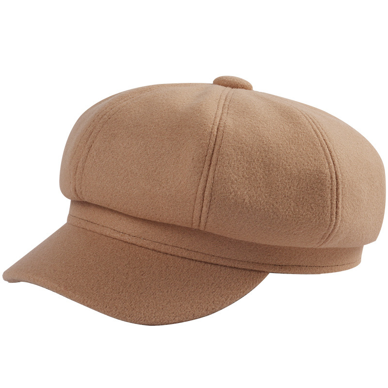 COKK – chapeau de peintre en laine pour homme et femme, casquette octogonale unie, décontractée, pour l'automne et l'hiver