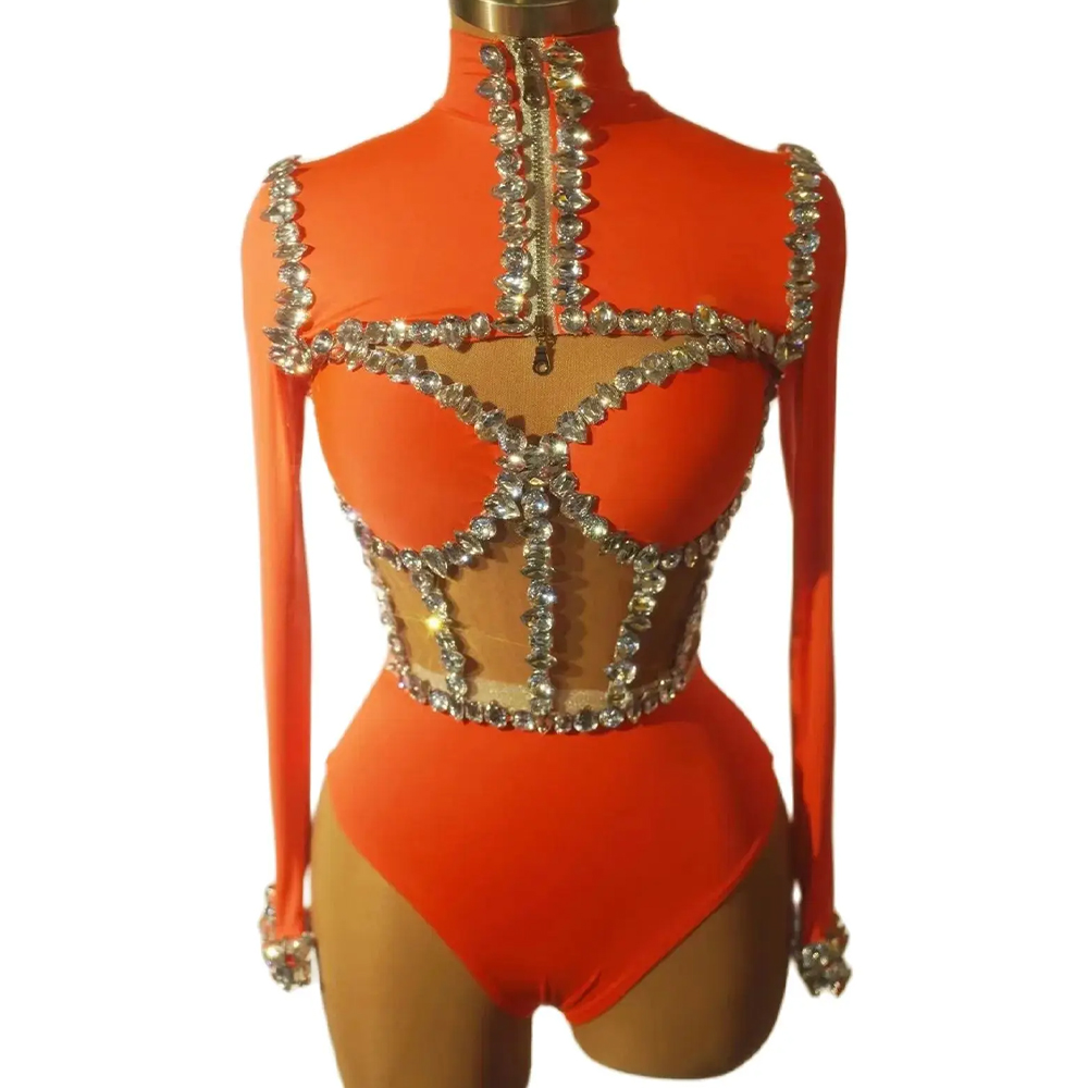 Body à diamants scintillants pour femmes, Costume de danse de Performance Sexy, vêtements de scène de chanteur et de danseuse, tenue de danse sur poteau en boîte de nuit
