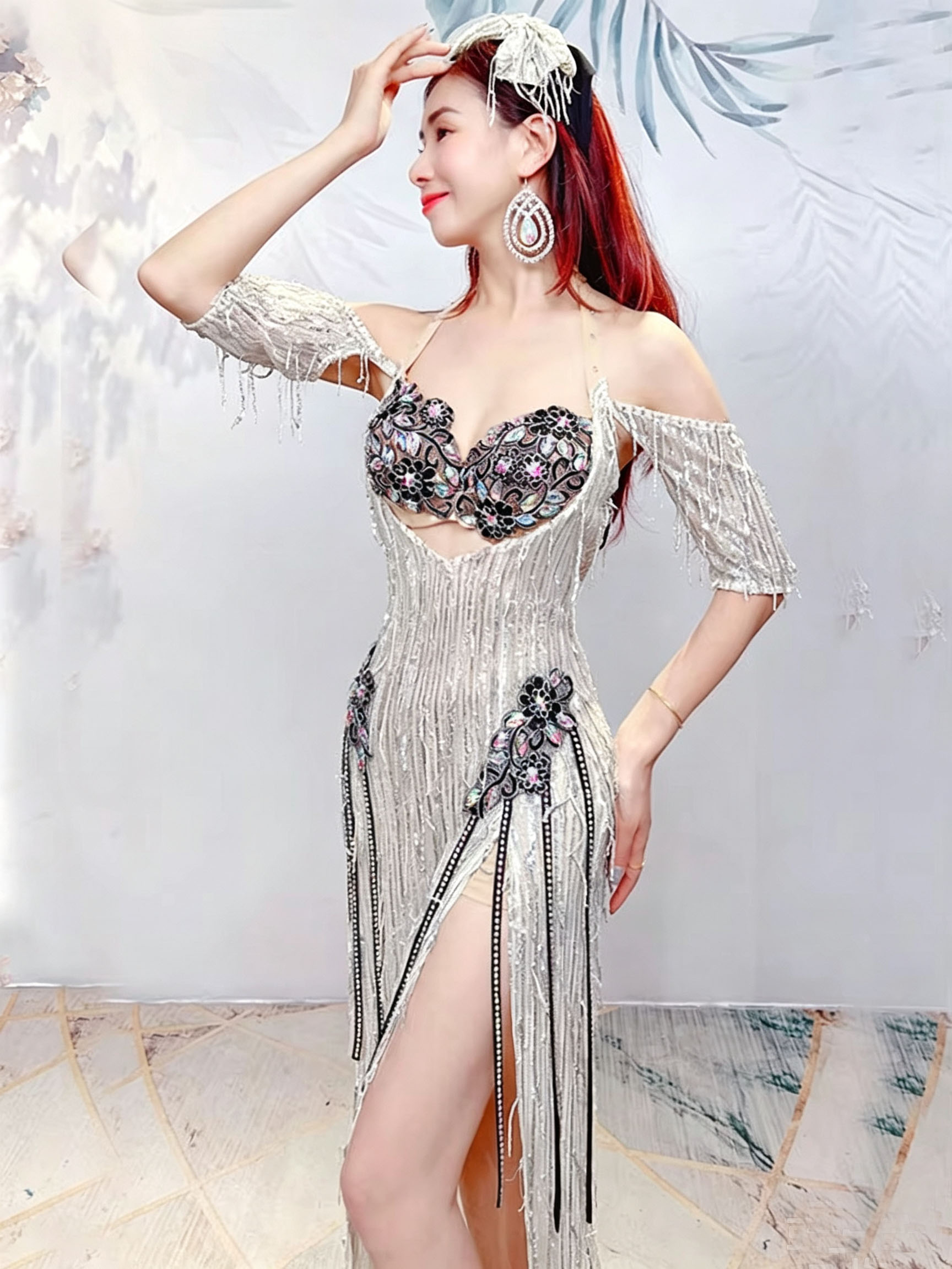 Ensemble de olympiques de danse du ventre pour femmes, robe à pampilles et soutien-gorge, tenue personnalisée pour adultes et enfants, vêtements de performance