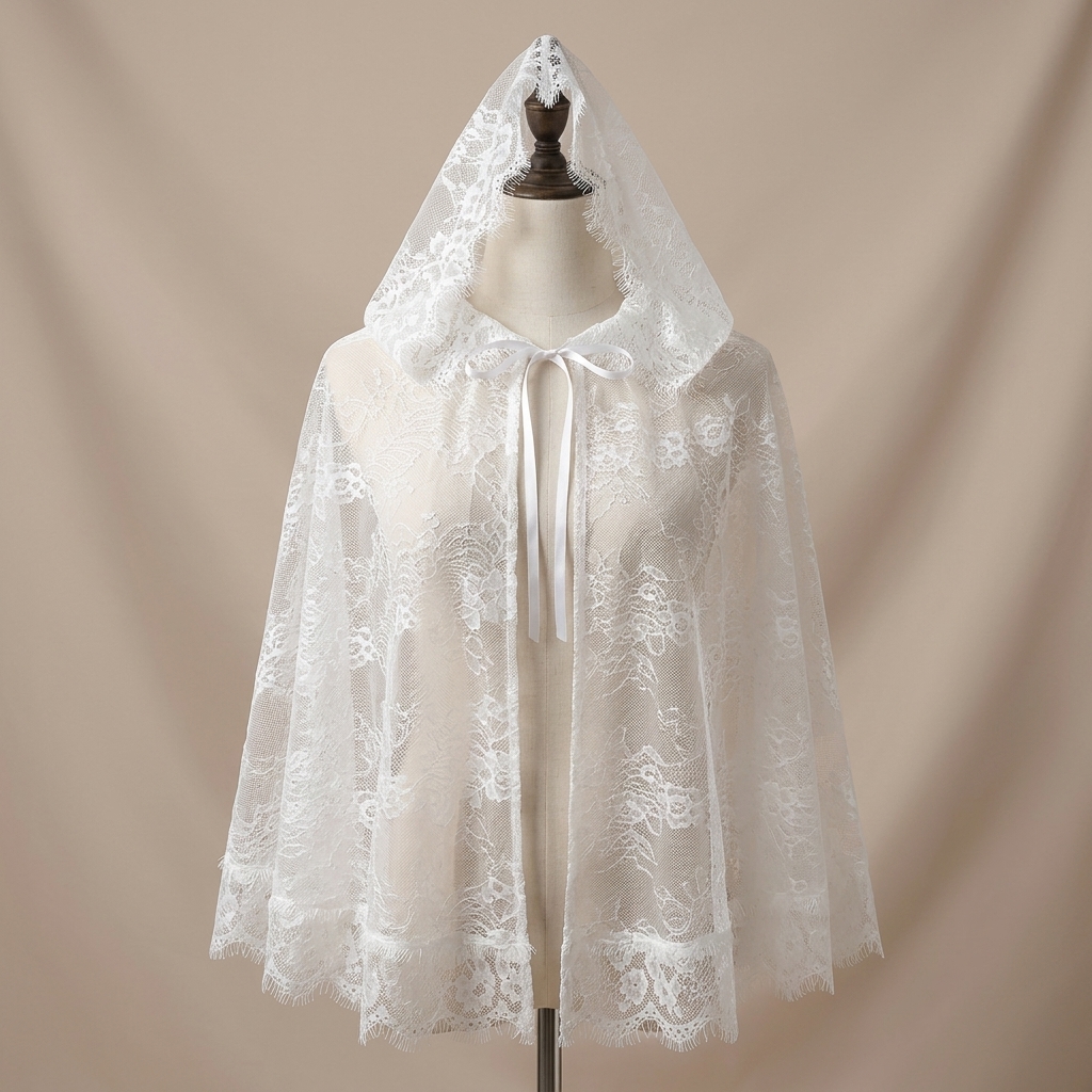 Voile de tête en dentelle blanche pour femme, accessoire de cheveux musulman, élégant pour cérémonie religieuse, couvre-chef de mariage, bandeau en dentelle, châle en dentelle