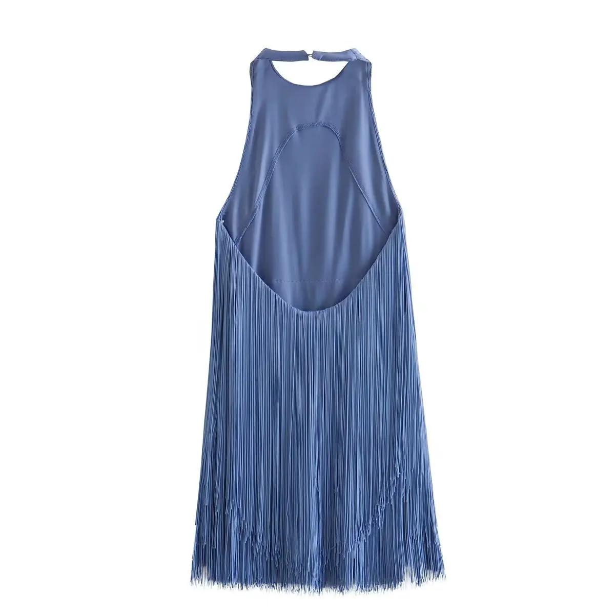 Robes pour femmes Sexy solide col suspendu fronde dos nu gland Mnin robe d'été Chic dames rétro robe de soirée robe 2025 nouveau