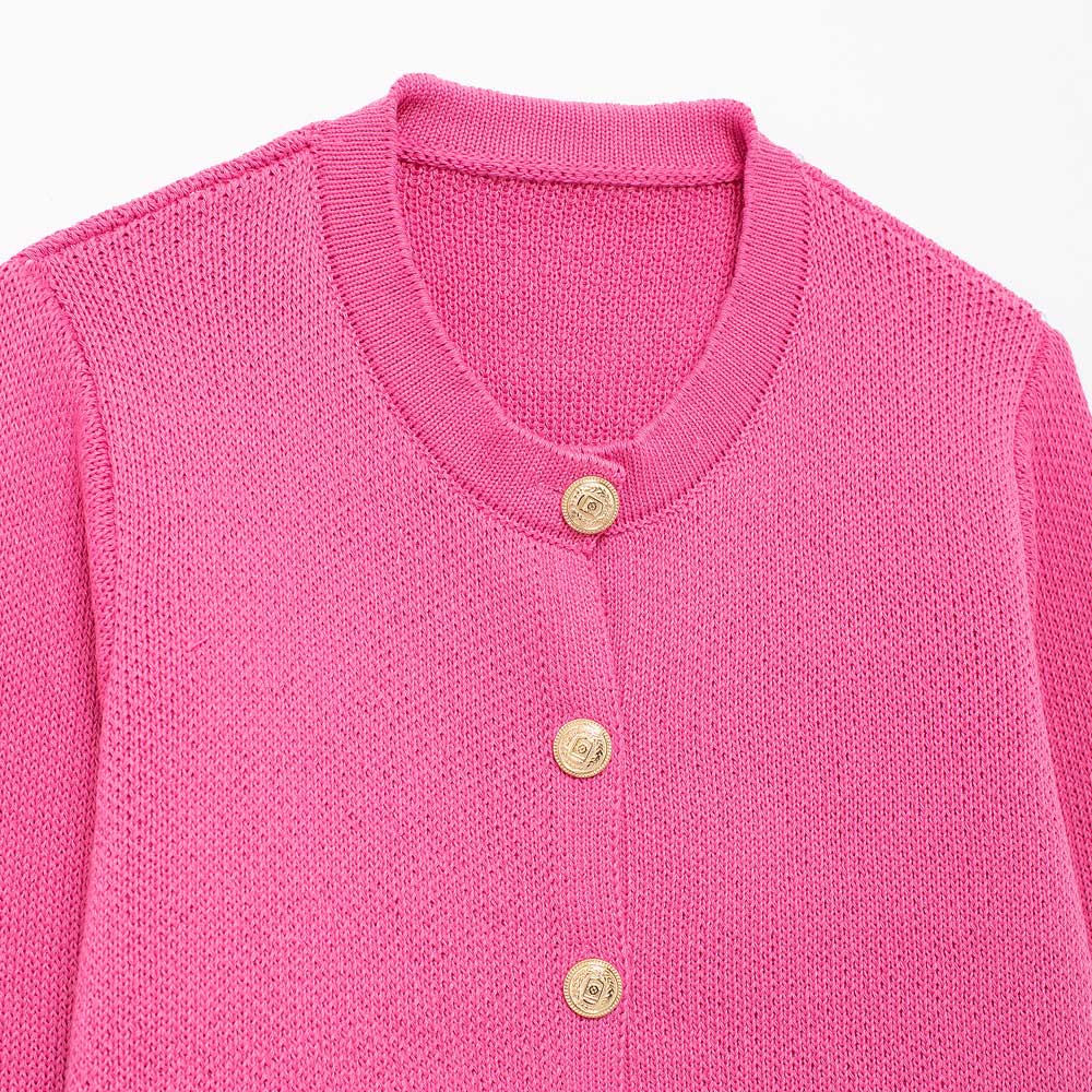 Pull Cardigan tricoté avec boutons dorés pour femmes, poches plaquées, manches longues, vêtements d'extérieur pour femmes, hauts chics, à la mode