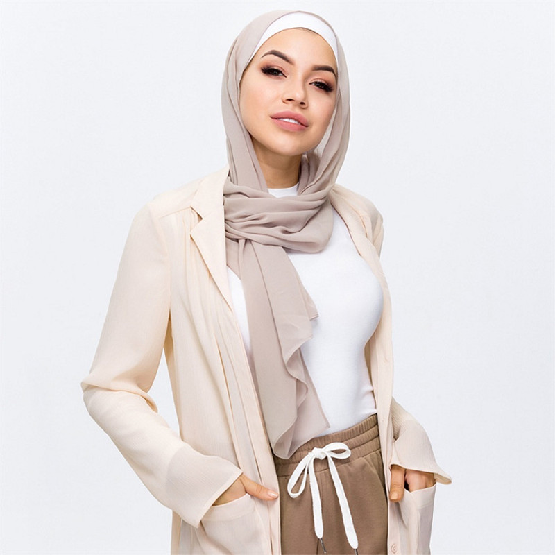 Voile de luxe en mousseline bulle pour femme, hijab uni pour le printemps, châles et écharpes, hijab femme musulman, foulard