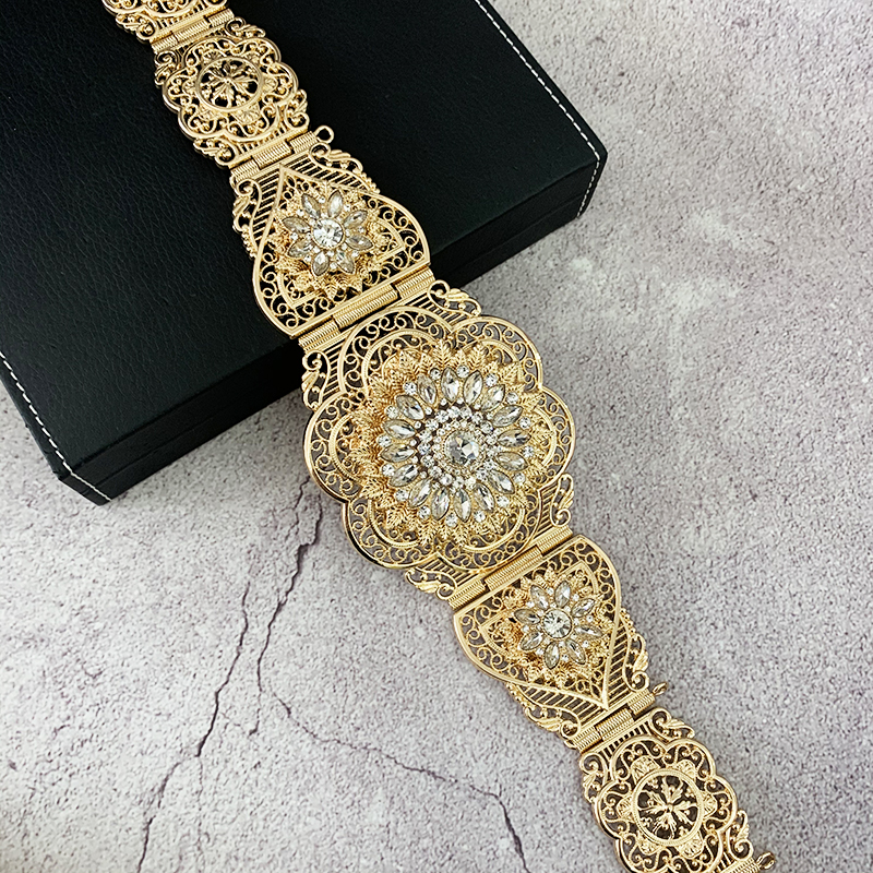 Ceinture Caftan Marocaine pour Femme, Fleur, Taille, Rond, Clip, Ethnique, Mariage, Bijoux de Corps, Cadeau pour Patients