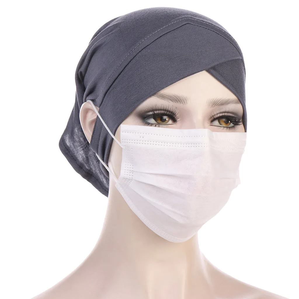 Mode femmes instantané Hijabs front croix avec oreille Piercing pull casquette ethnique foulard bas casquette musulman Turban Bandana