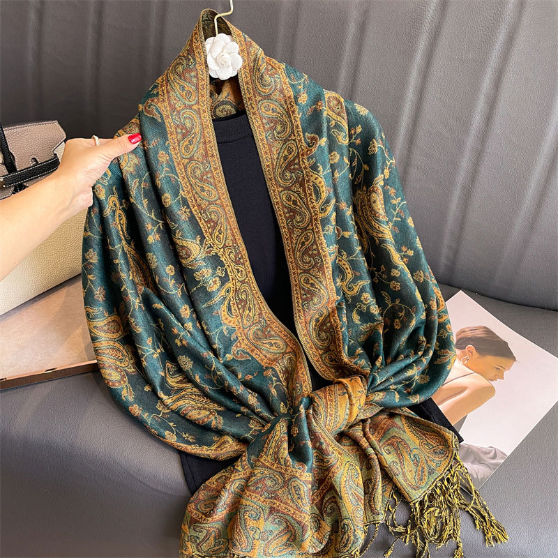 Nouvelle écharpe en imitation cachemire à franges jacquard - Luxueuse et haut de gamme, parfaite pour l'automne et l'hiver, une écharpe douce pour femmes