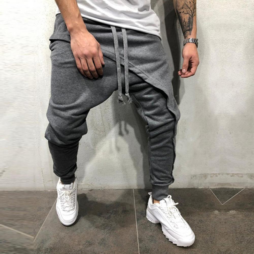 Hommes sarouel cheville attaché Hip Hop Double couche course Baggy pantalon coréen décontracté taille élastique pantalon de survêtement survêtements