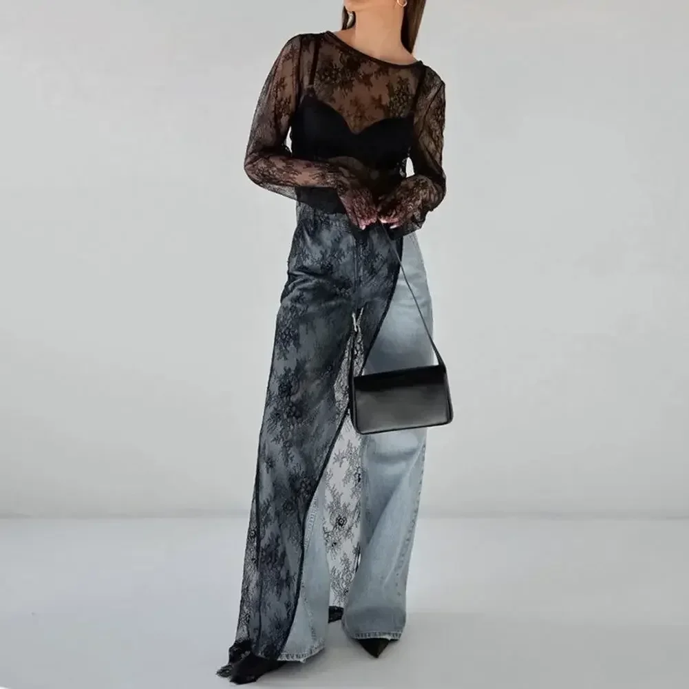 Robe de soirée en dentelle, Style High Street, noire, en dentelle, flambant neuf, à la mode, assortie avec tout