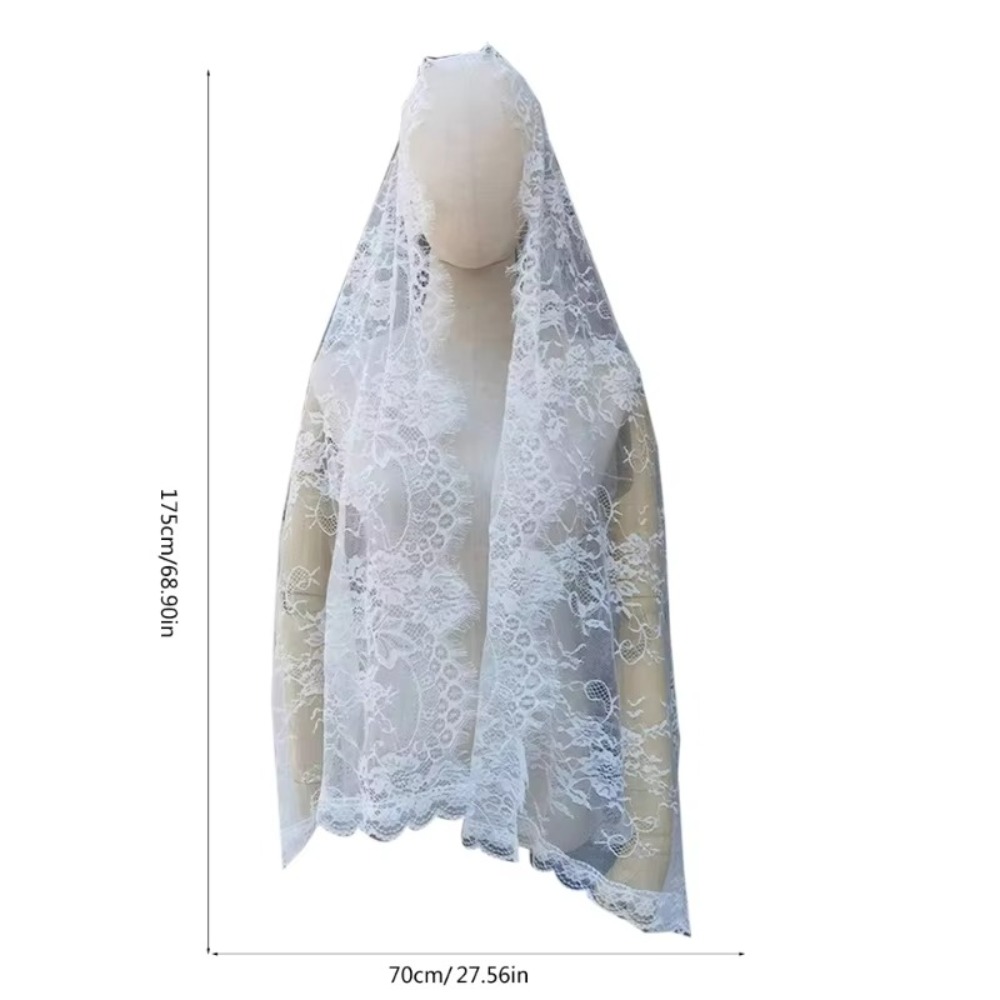 Châle en dentelle élégant pour femmes, longs voiles de mariage noirs, fleur, couvre-tête de mariée, mantille