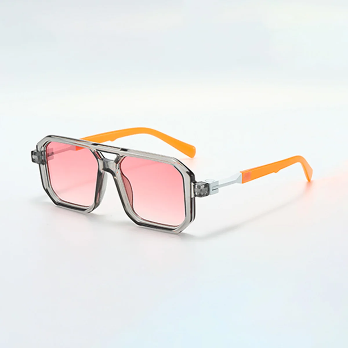 Lunettes géométriques pour femmes, lunettes à Double pont, lentilles colorées carrées épaisses de Style métal lourd, lunettes décoratives à la mode
