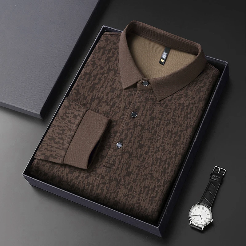 Nouveau Polo Homme 2026 à Manches Longues Imprimé Tendance Édition Coréenne – T-shirt d'Été Confortable et Polyvalent