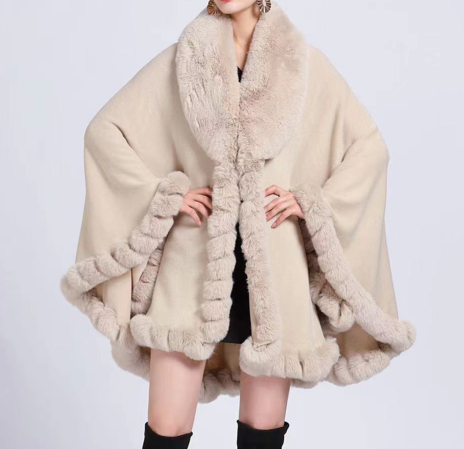 Manteaux vestes femmes Capes Maxi manteau ample à lacets taille haute col de fourrure Ponchos Y2k Streetwear élégant automne hiver