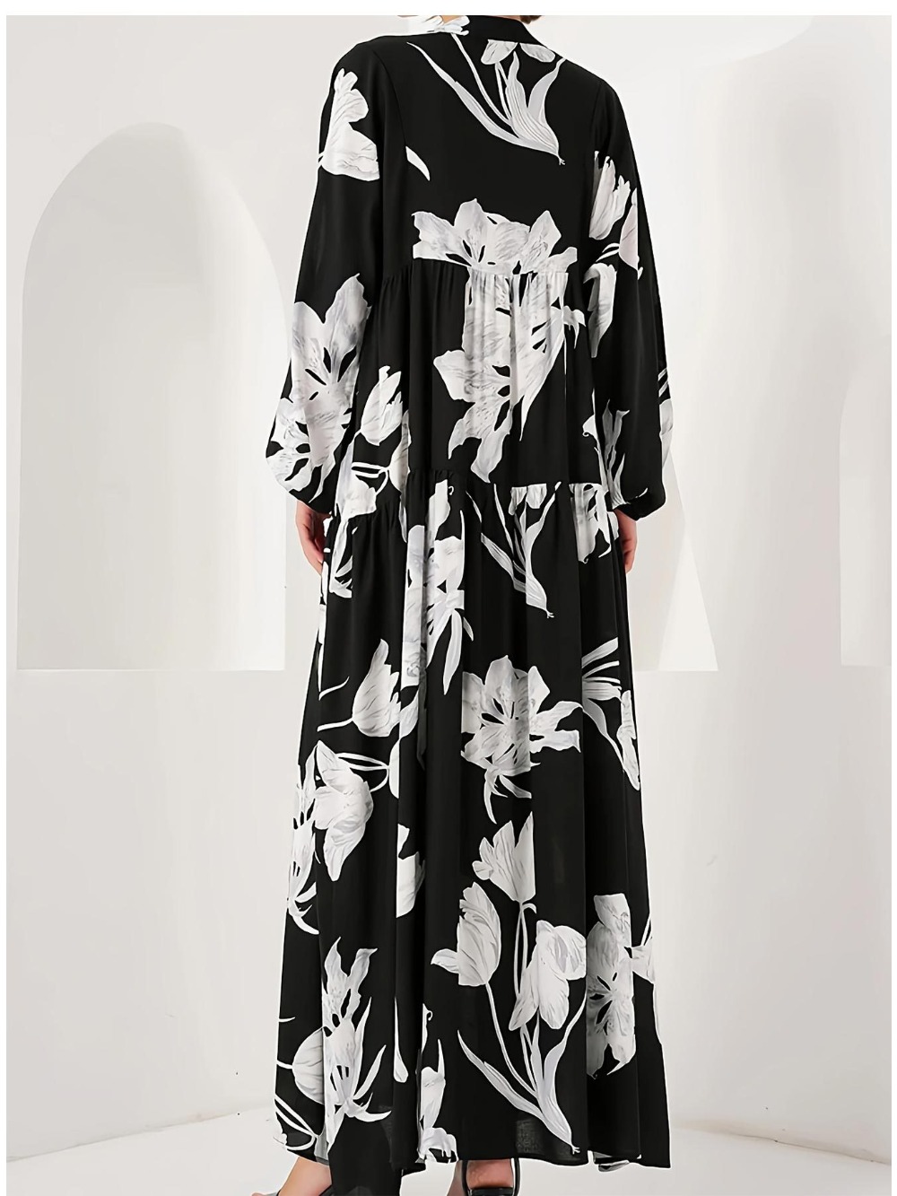 Eid femmes Robe musulmane fleur imprimé Abaya dubaï robes Largos robes caftan arabe Robe fête Caftan Jalabiya Ramadan automne