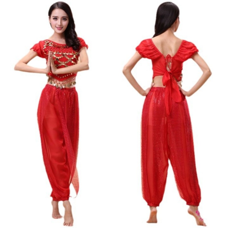 Costumes de danse du ventre en mousseline de soie indienne pour adultes, pantalons Sari pour patients éma ens, ensemble de pratique de la danse du ventre, le moindre contreplaqué, femmes