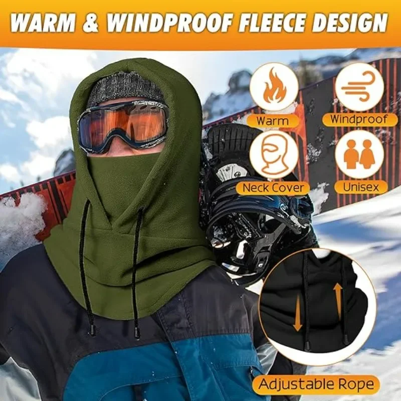 Cagoule thermique en polaire pour l'hiver, écharpe de Ski, masque facial, chauffe-cou, Snood, chapeau coupe-vent, temps froid, équitation, Sports de plein air