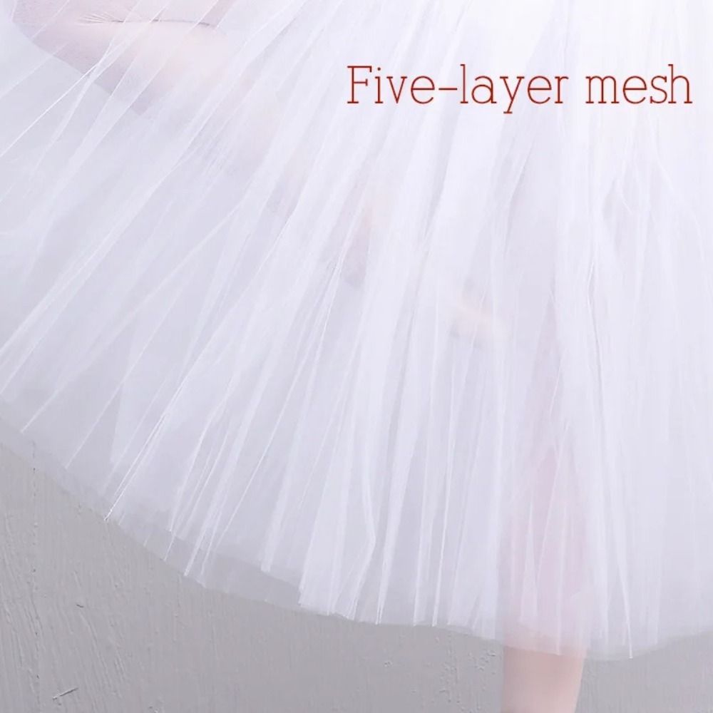 Tutu de Ballet blanc classique, taille élastique, jupe en Tulle à quatre couches, longue longueur, jupe lyrique pour femmes